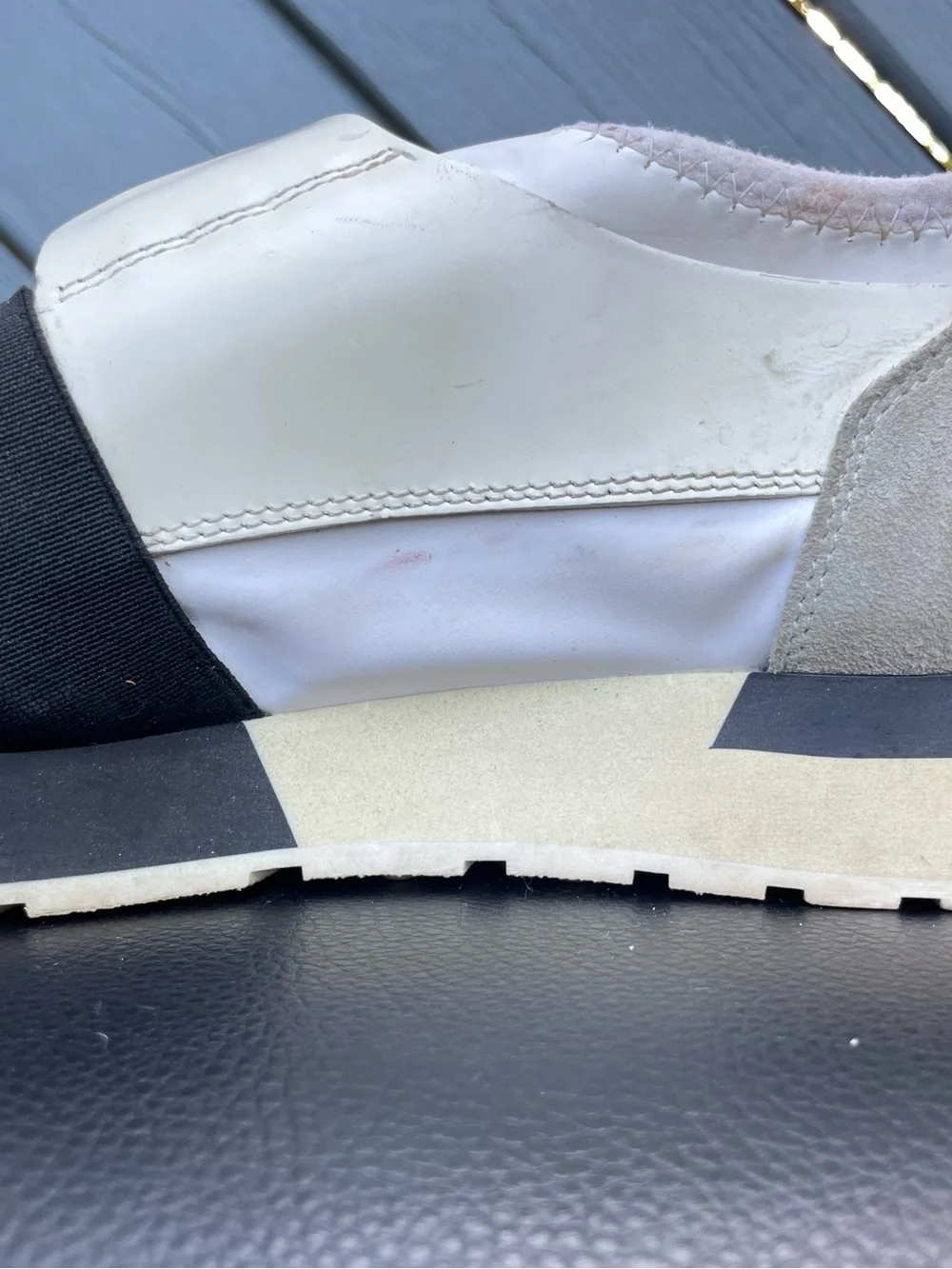 Balenciaga “Race Runner”Black and Cream Knit-Accent Lace-Up Sneakers size 37